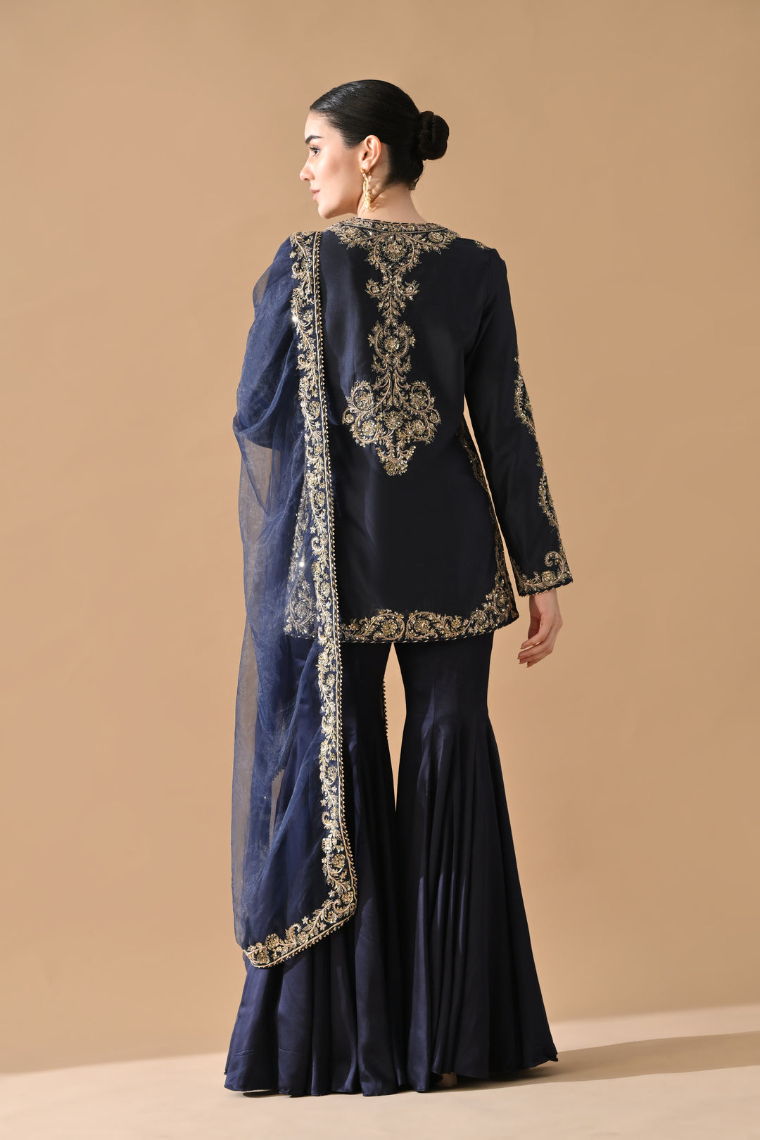 Navy Fine Zari Embroidered Suit Set