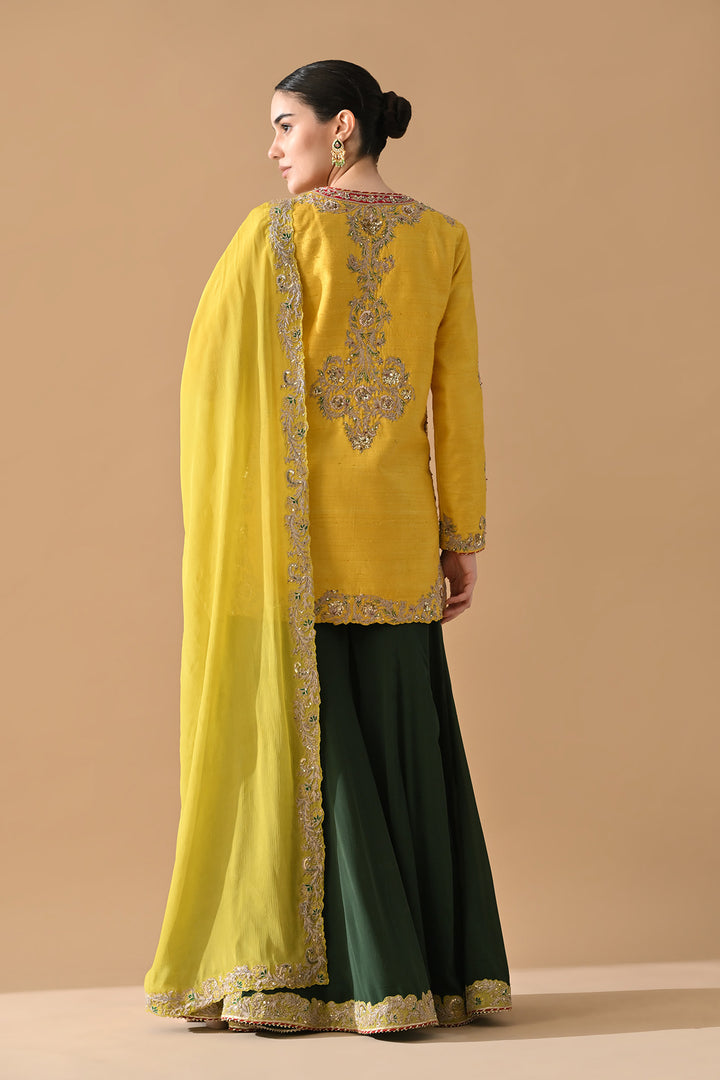 Mustard Yellow Intricate Embroidered Kurta Set
