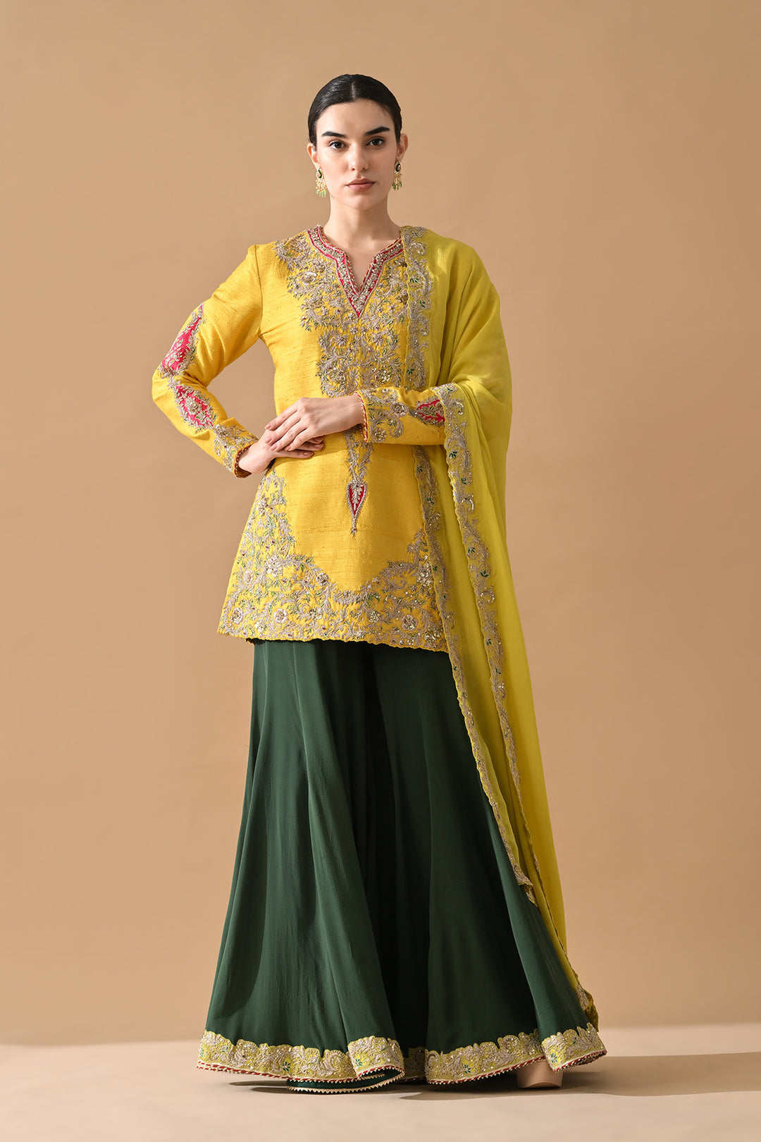 Mustard Yellow Intricate Embroidered Kurta Set