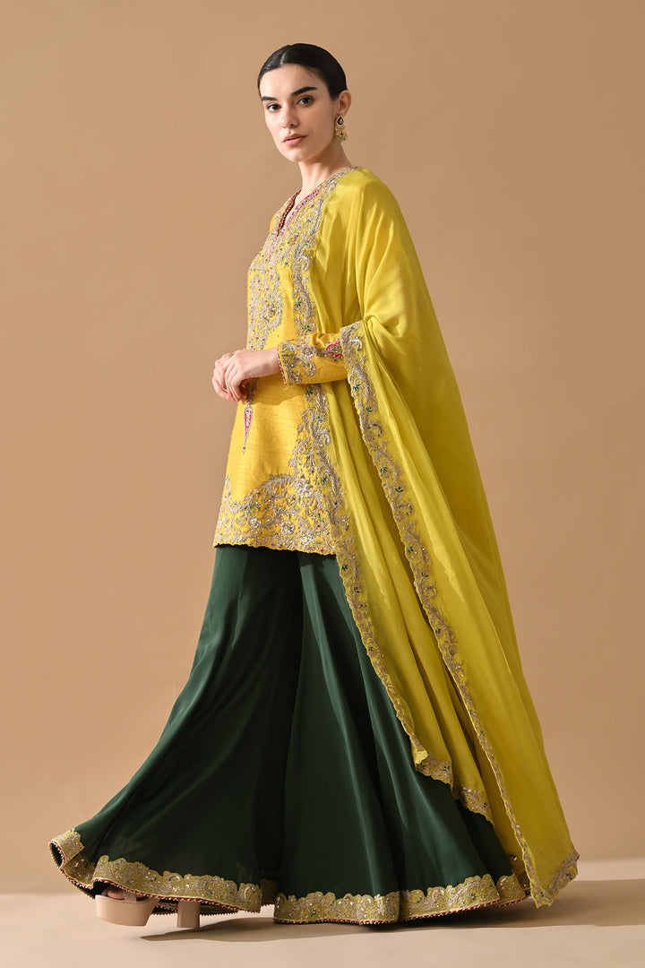 Mustard Yellow Intricate Embroidered Kurta Set