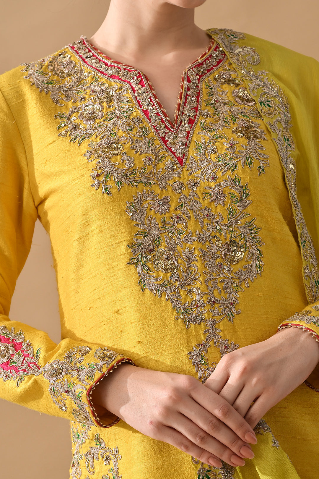 Mustard Yellow Intricate Embroidered Kurta Set