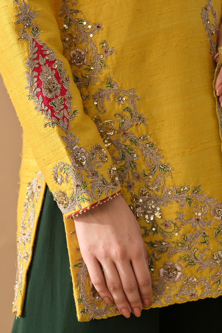 Mustard Yellow Intricate Embroidered Kurta Set