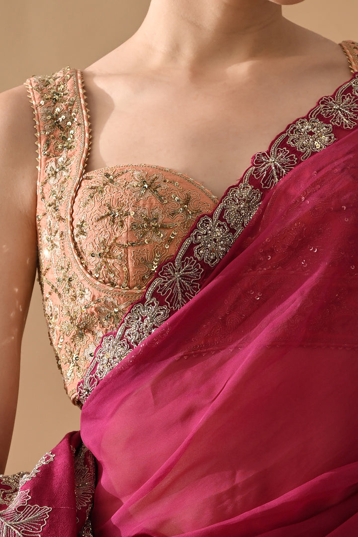 Maroon Regal Gold Embroidered Saree