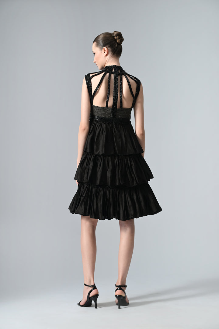 Collared Corset Tiered Dress