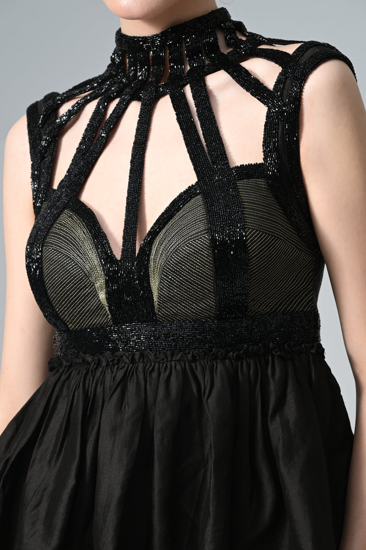 Collared Corset Tiered Dress