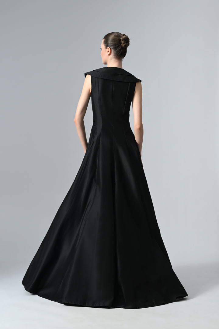 Double Lapel Embroidered Gown