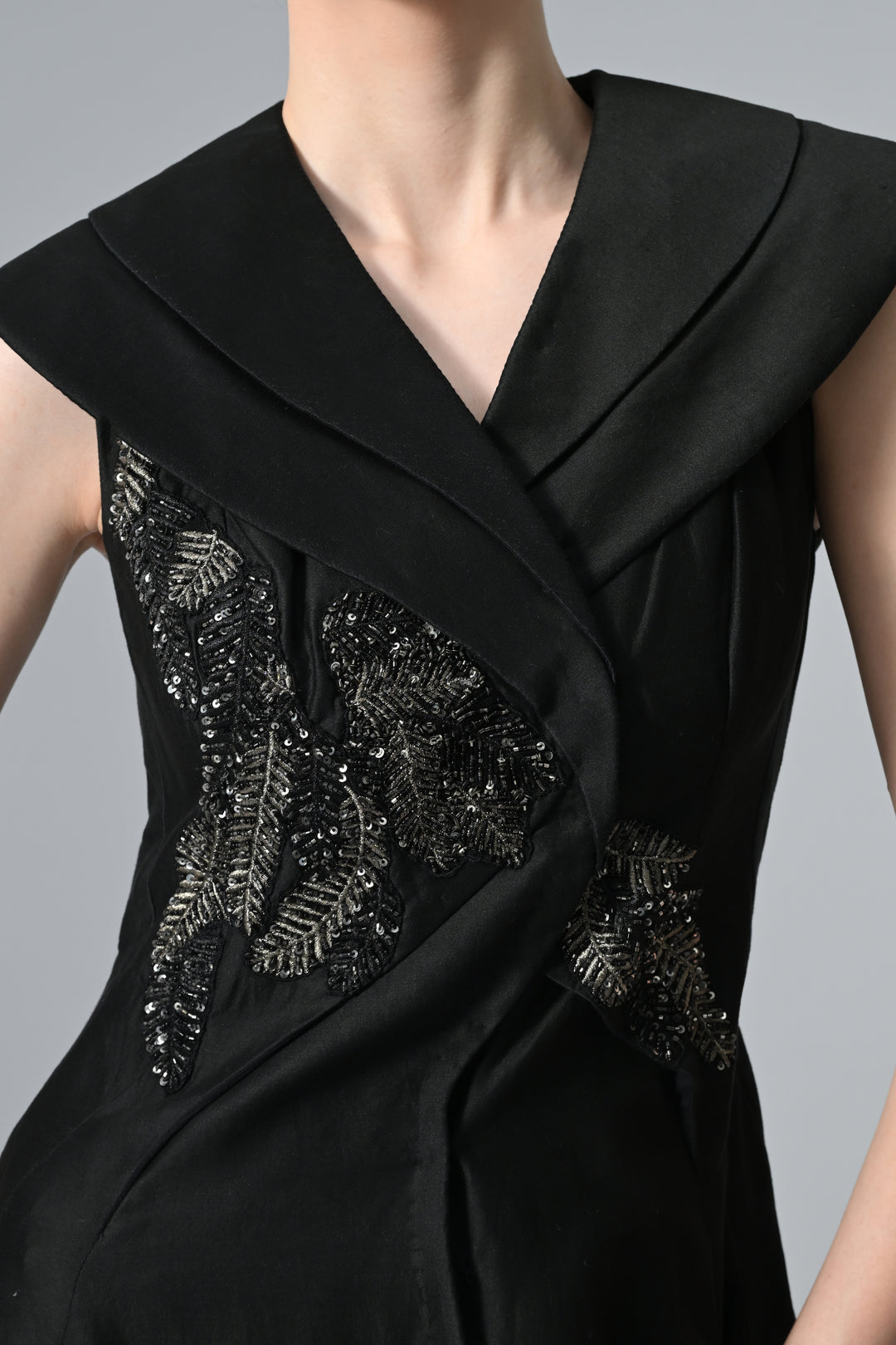 Double Lapel Embroidered Gown