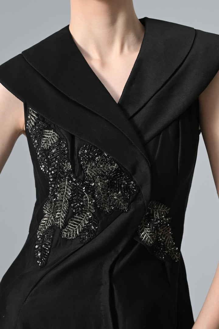Double Lapel Embroidered Gown