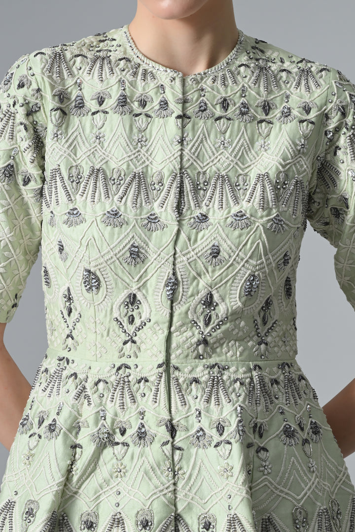 Front-Opening Embroidered Gown
