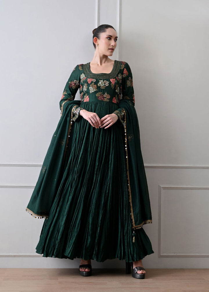 Scarlet Green Anarkali Set