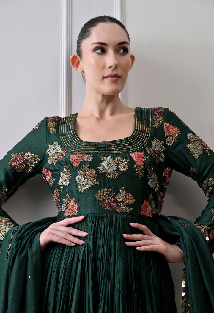 Scarlet Green Anarkali Set