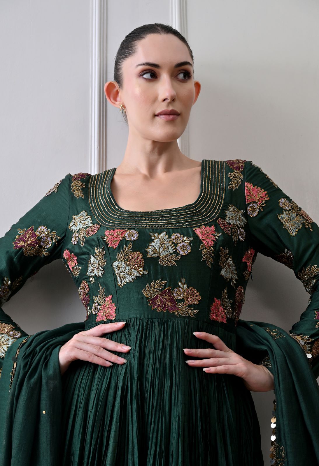 Scarlet Green Anarkali Set