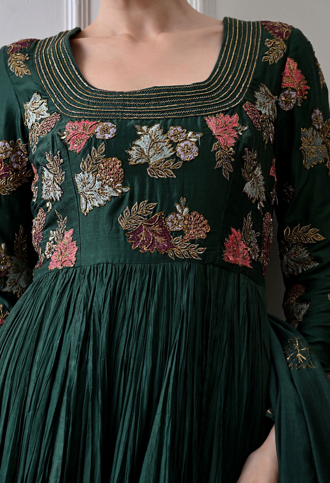 Scarlet Green Anarkali Set