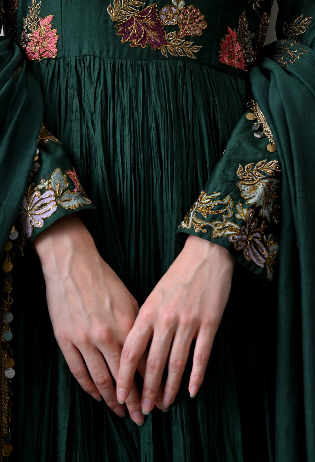 Scarlet Green Anarkali Set