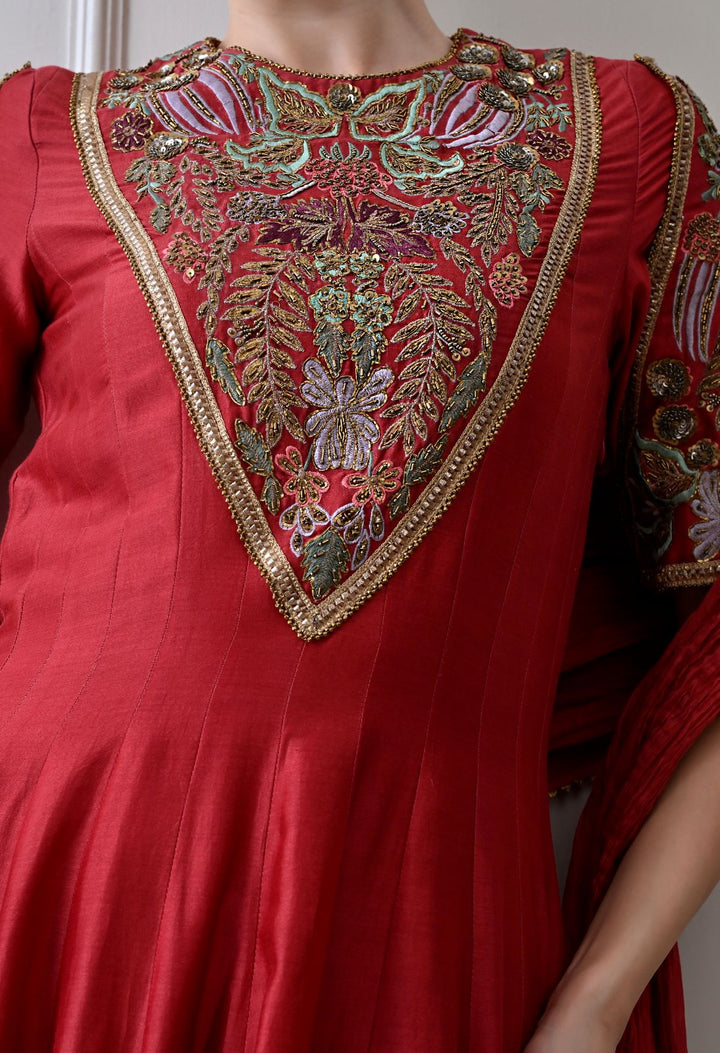 Red Anarkali Set