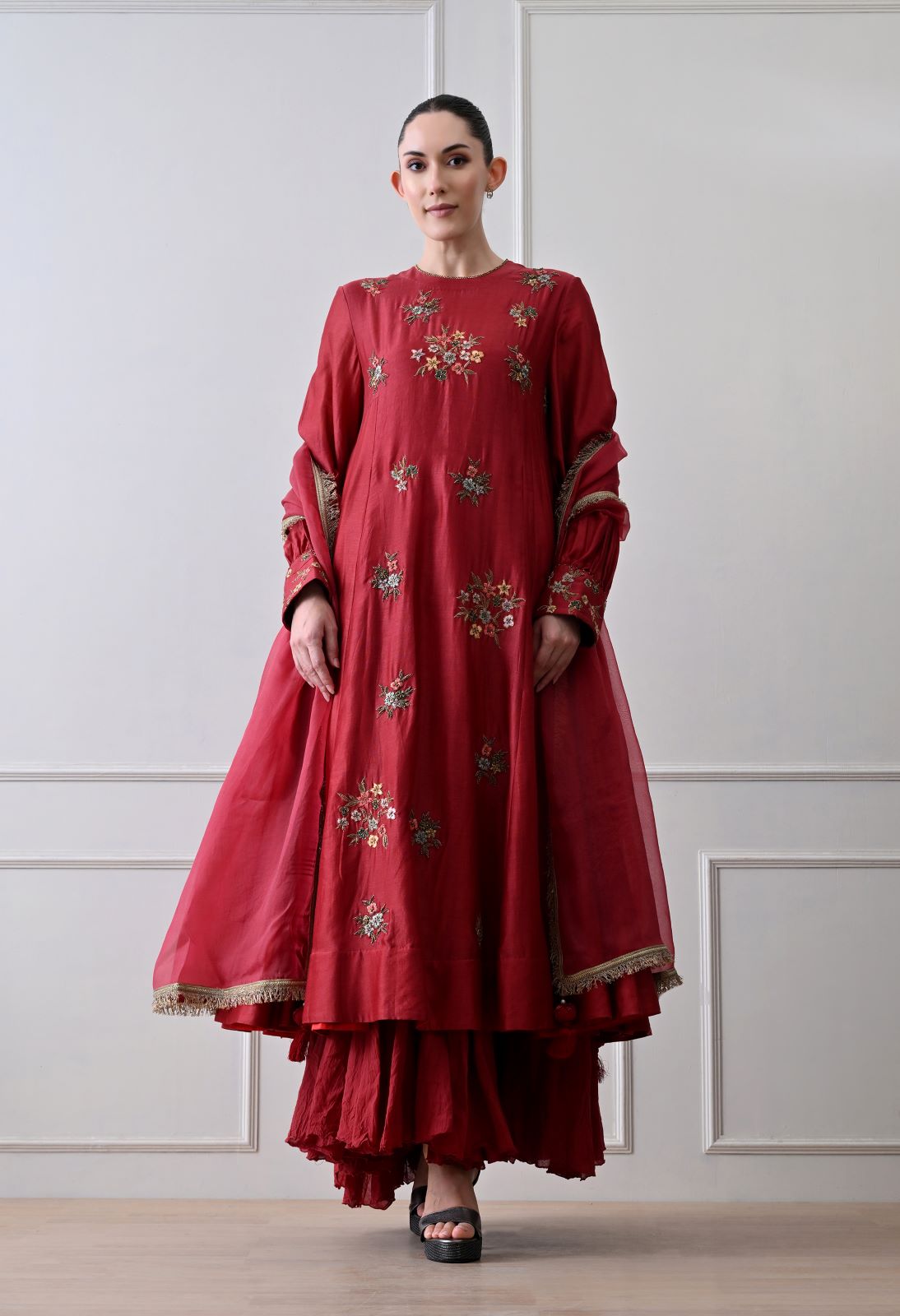 Rosso Red Anarkali Set