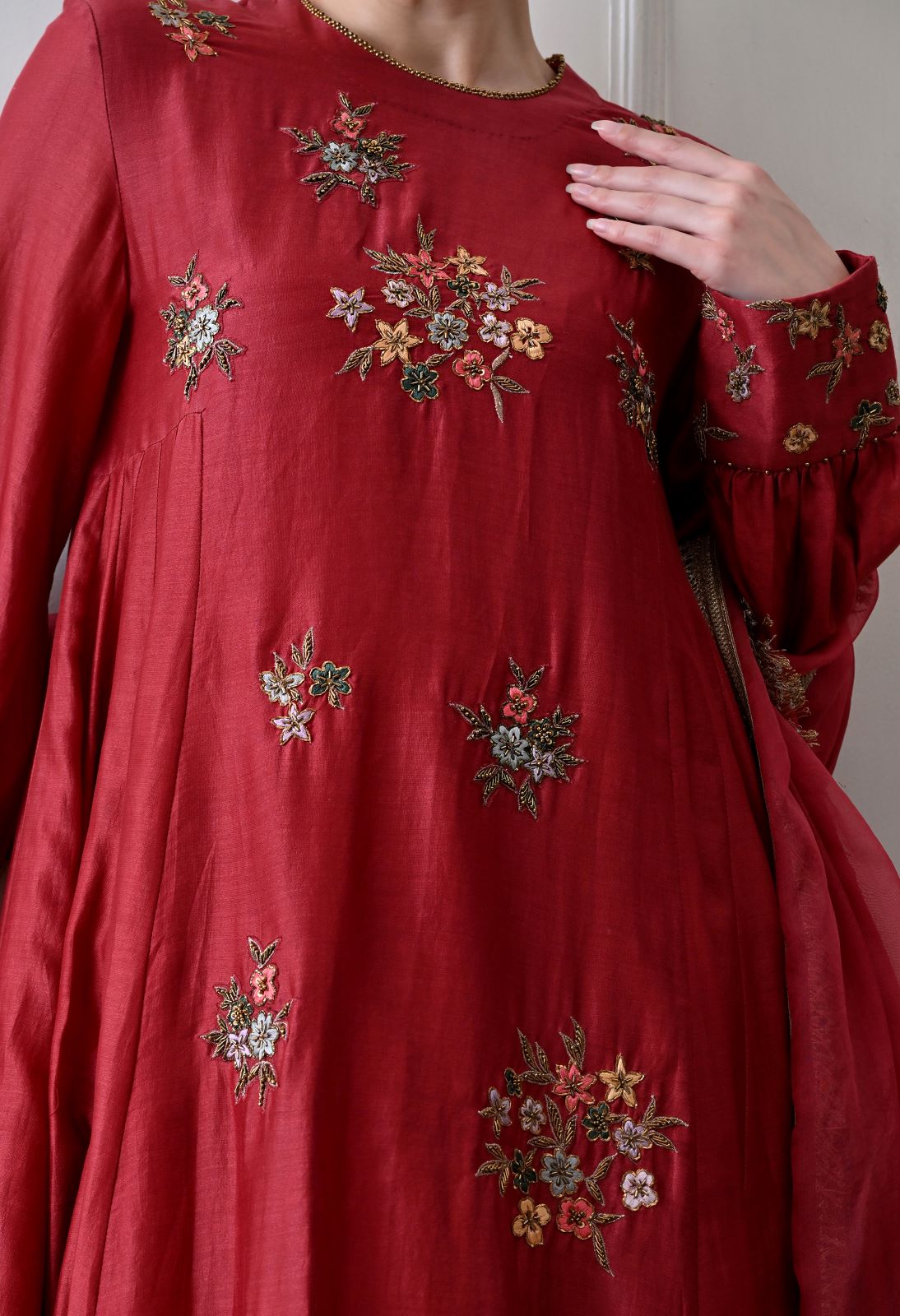 Rosso Red Anarkali Set