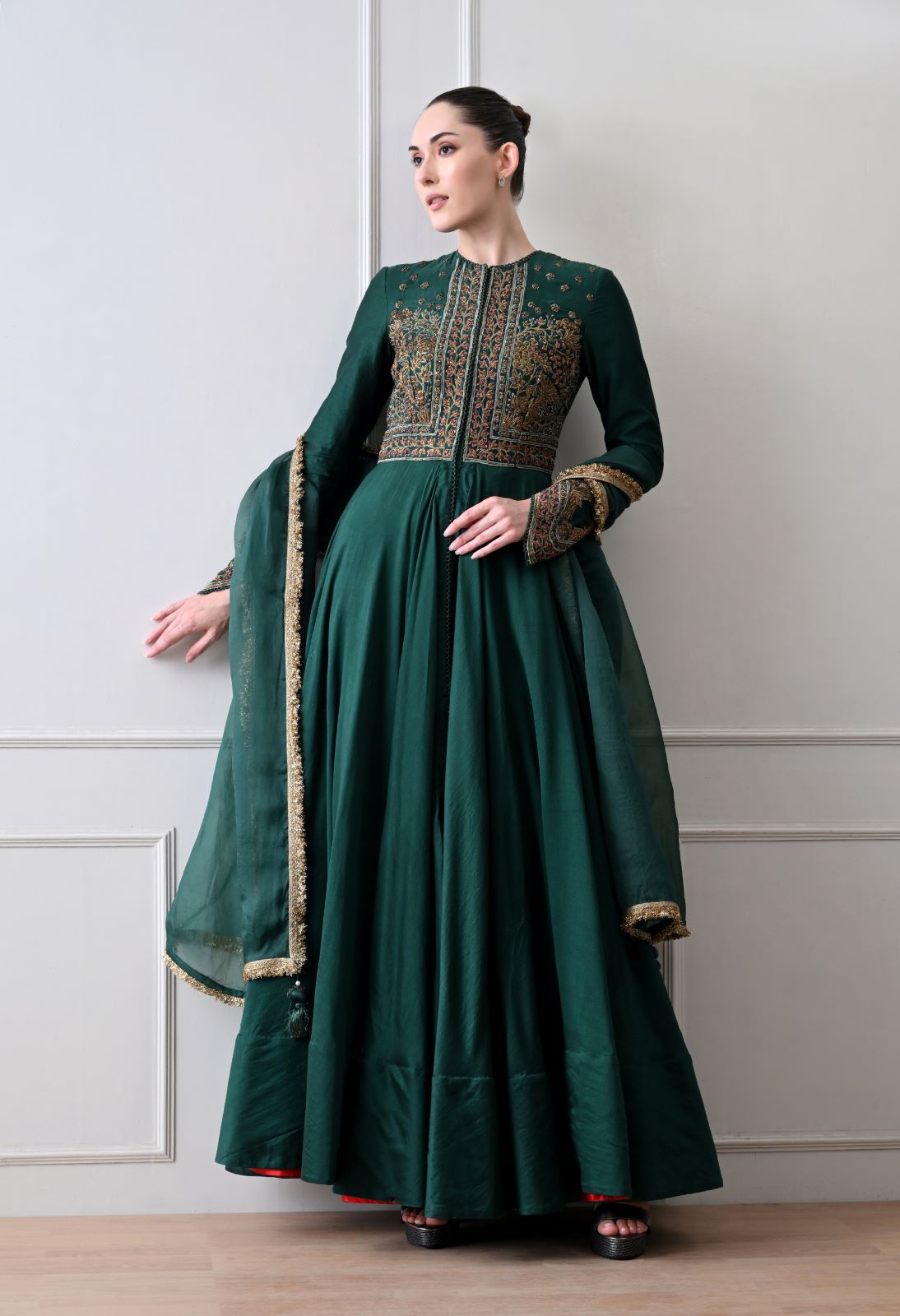 Emerald Green Anarkali Set