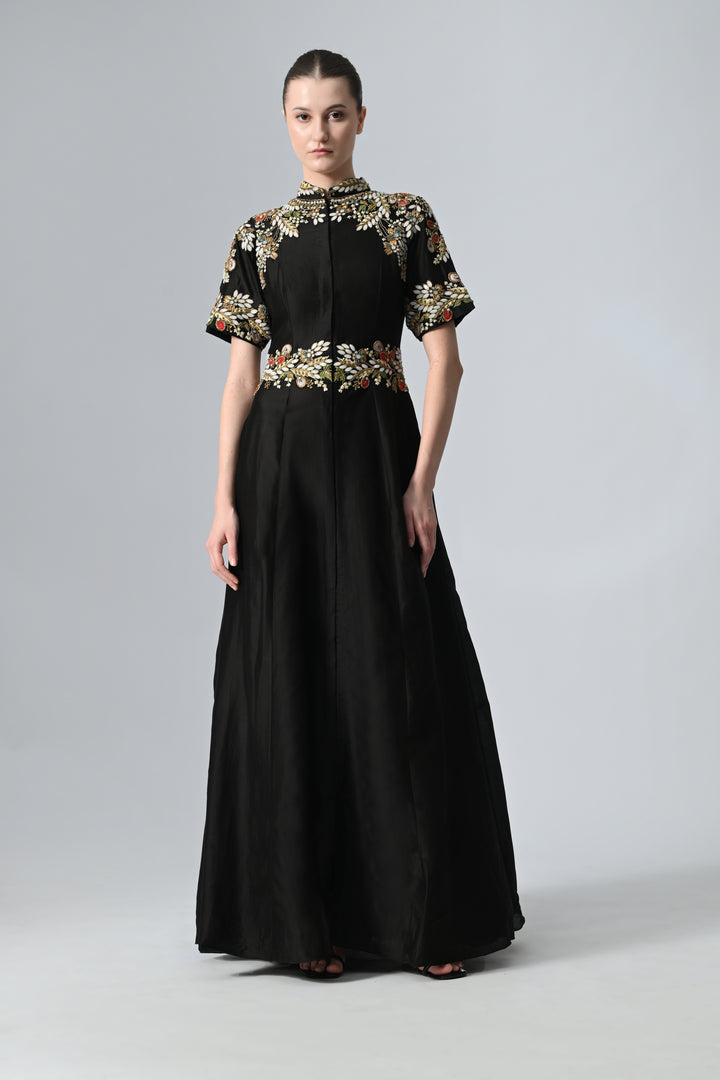 Front-Opening Embellished Gown