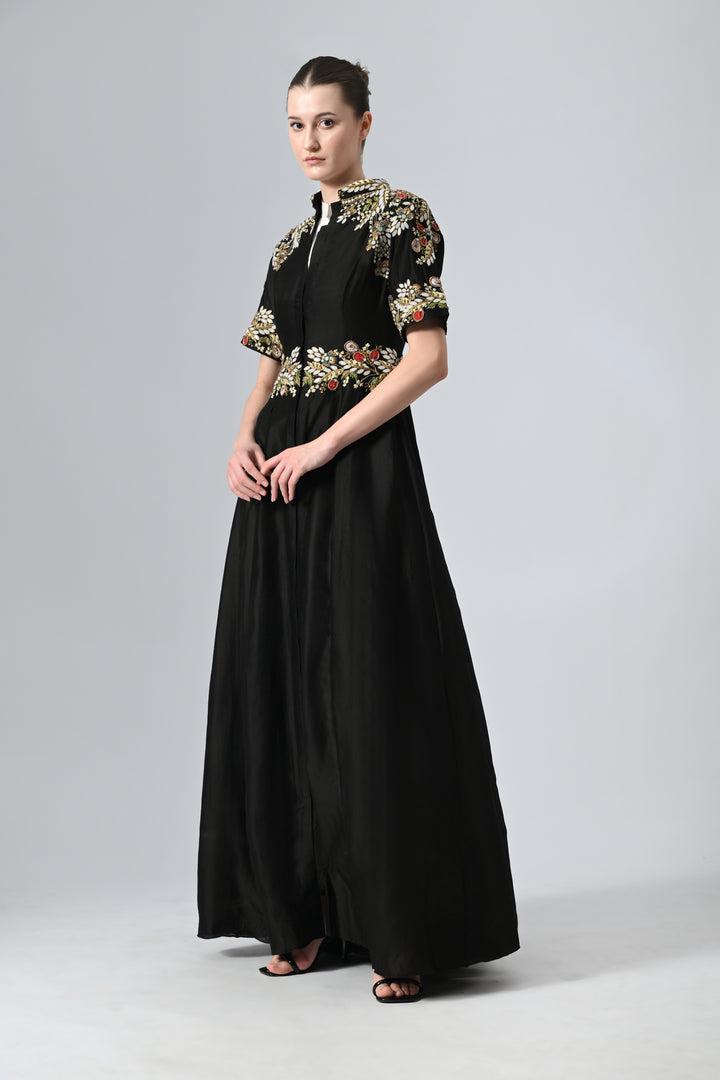 Front-Opening Embellished Gown