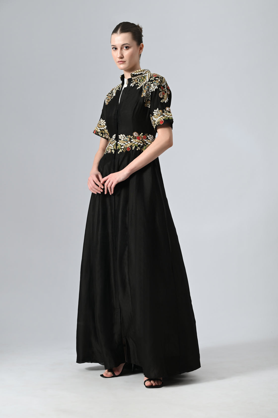 Front-Opening Embellished Gown
