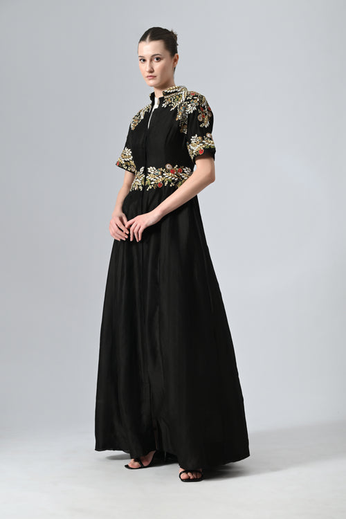 Front-Opening Embellished Gown