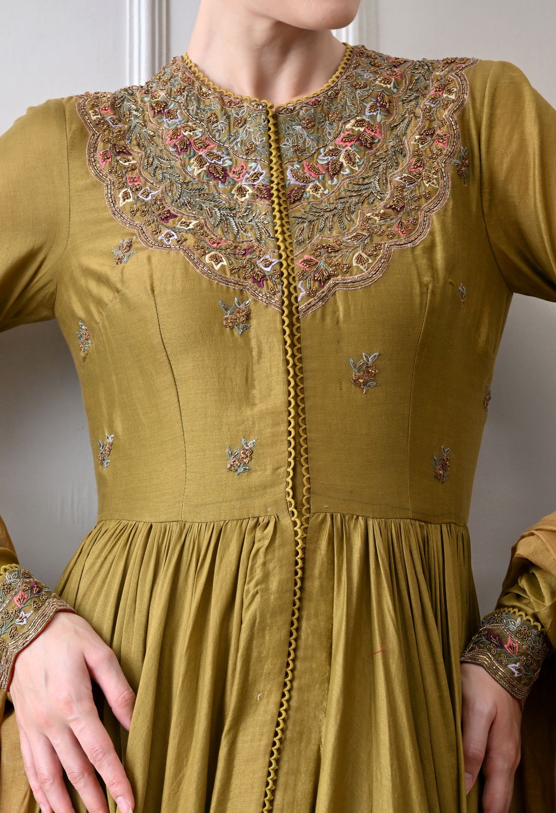 Terra Olive Anarkali Set