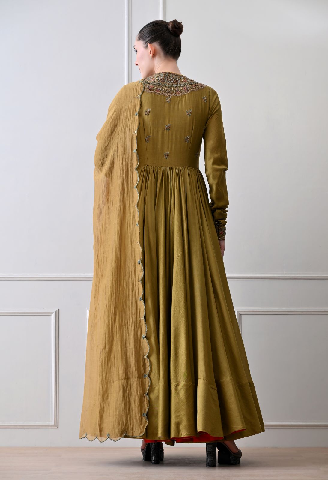 Terra Olive Anarkali Set