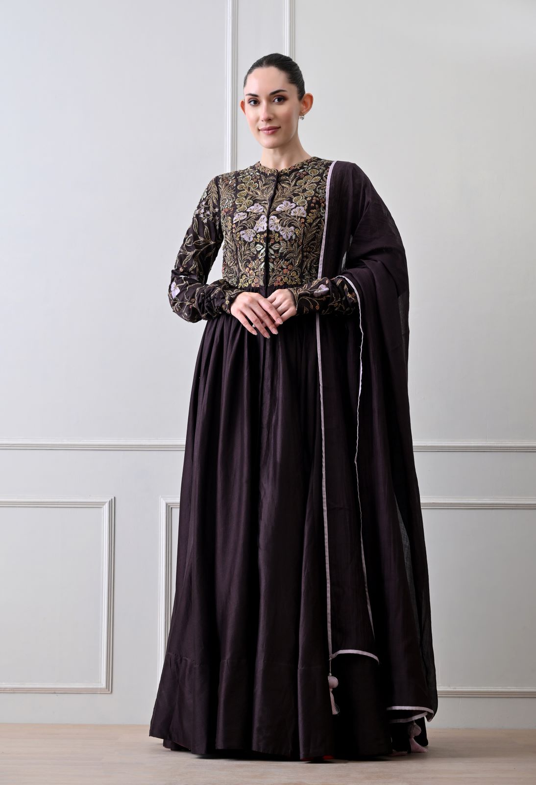 Umber Anarkali Set