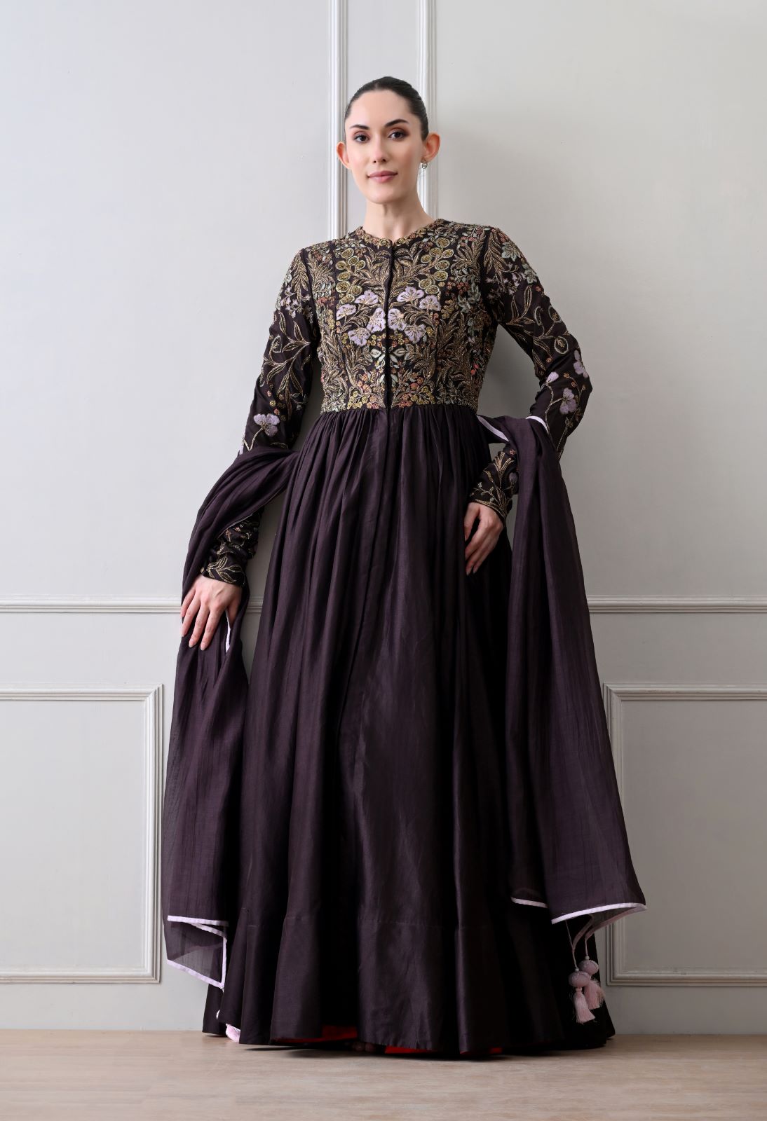 Umber Anarkali Set