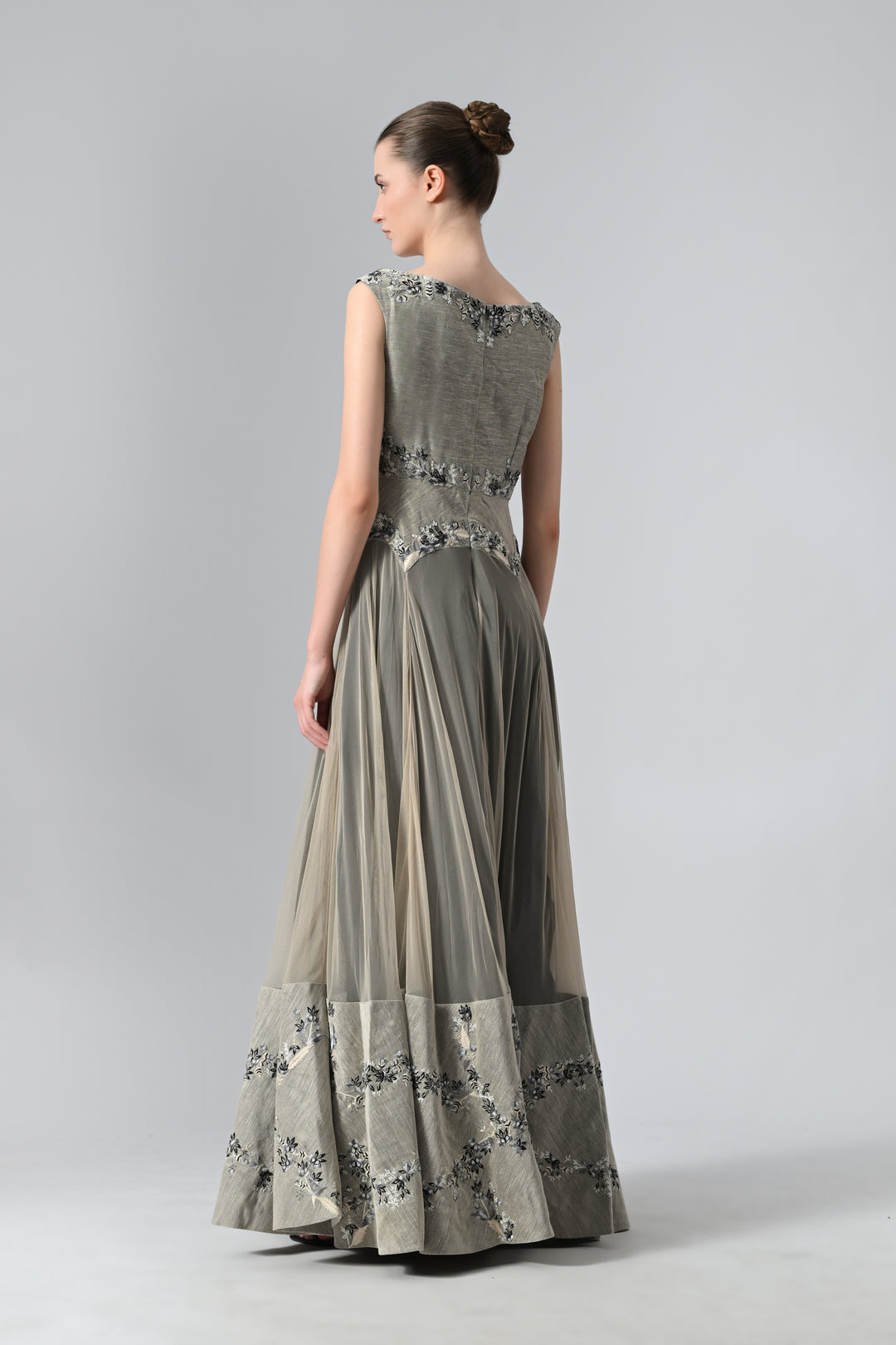 Fit &amp; Flare Embroidered Gown