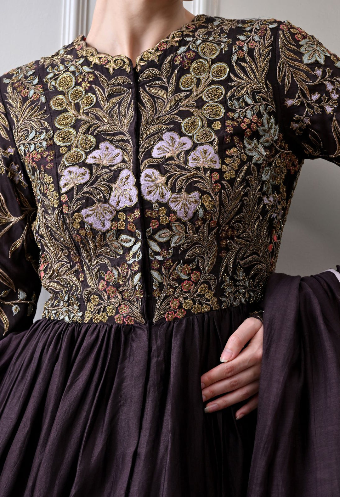 Umber Anarkali Set