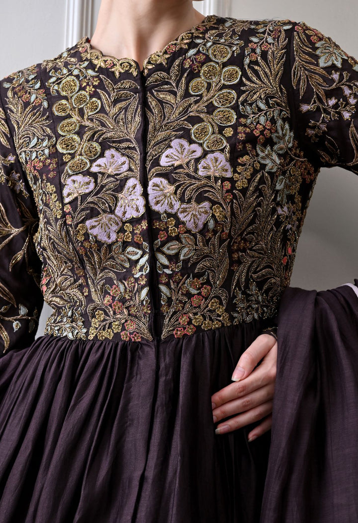 Umber Anarkali Set