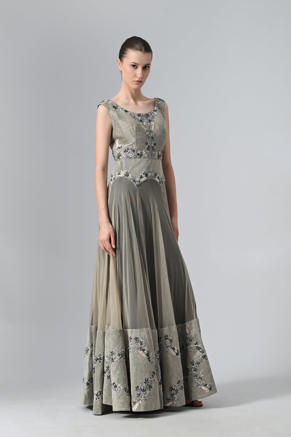 Fit & flare Embroidered Gown