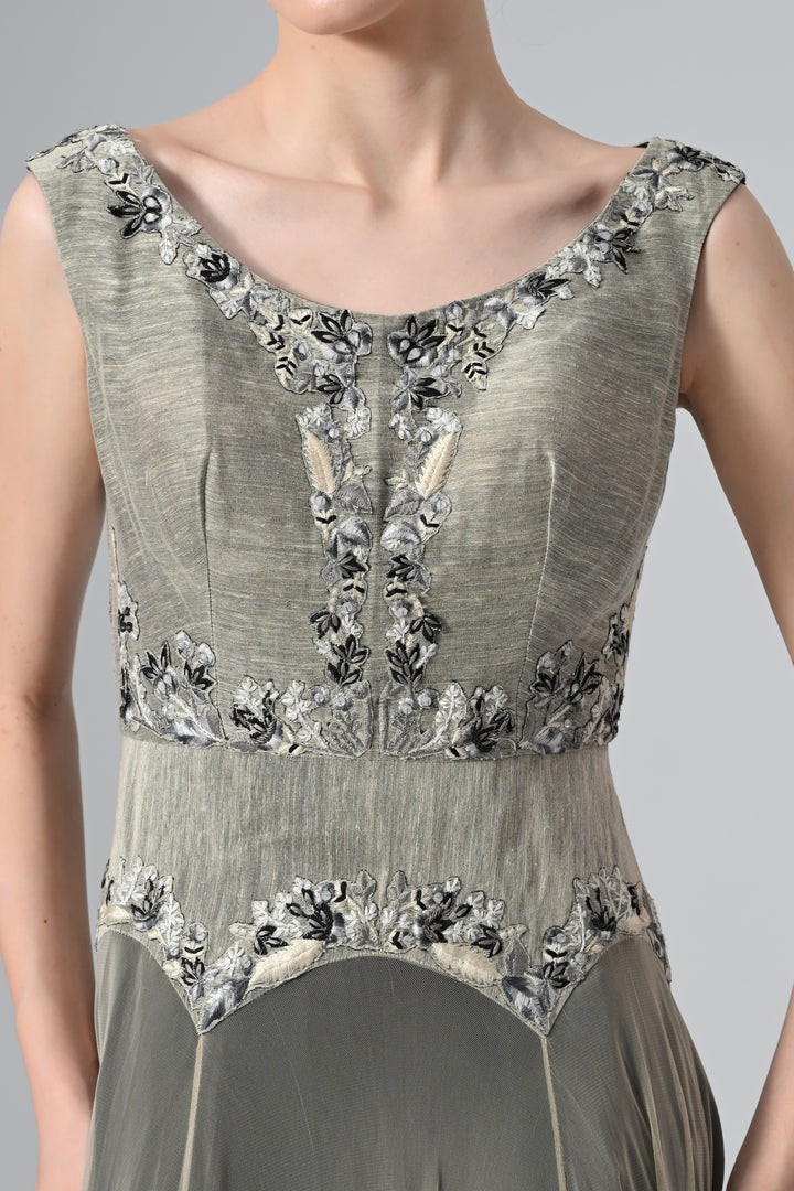 Fit &amp; Flare Embroidered Gown