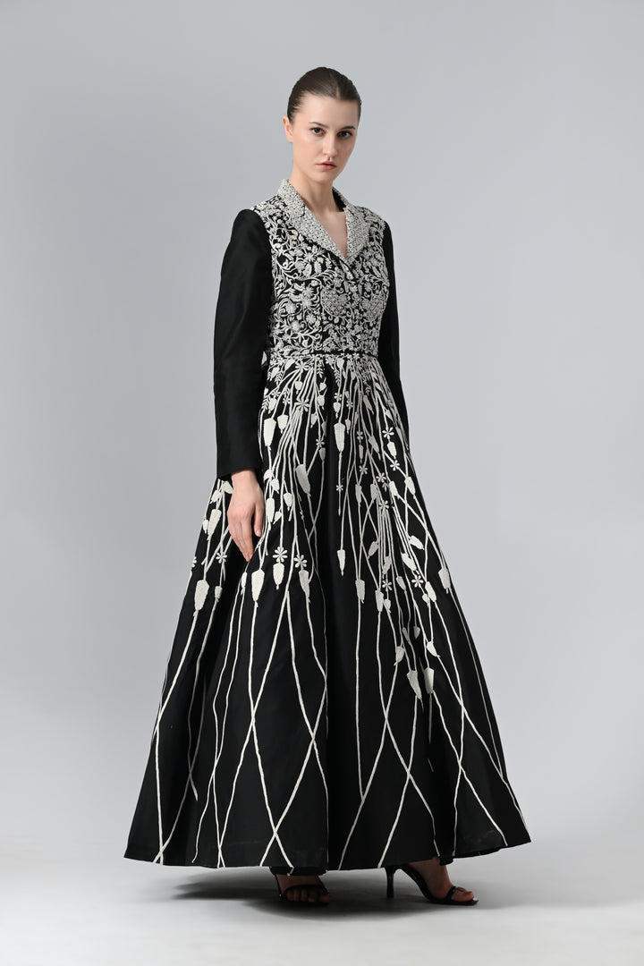 Pleated Jacket Gown