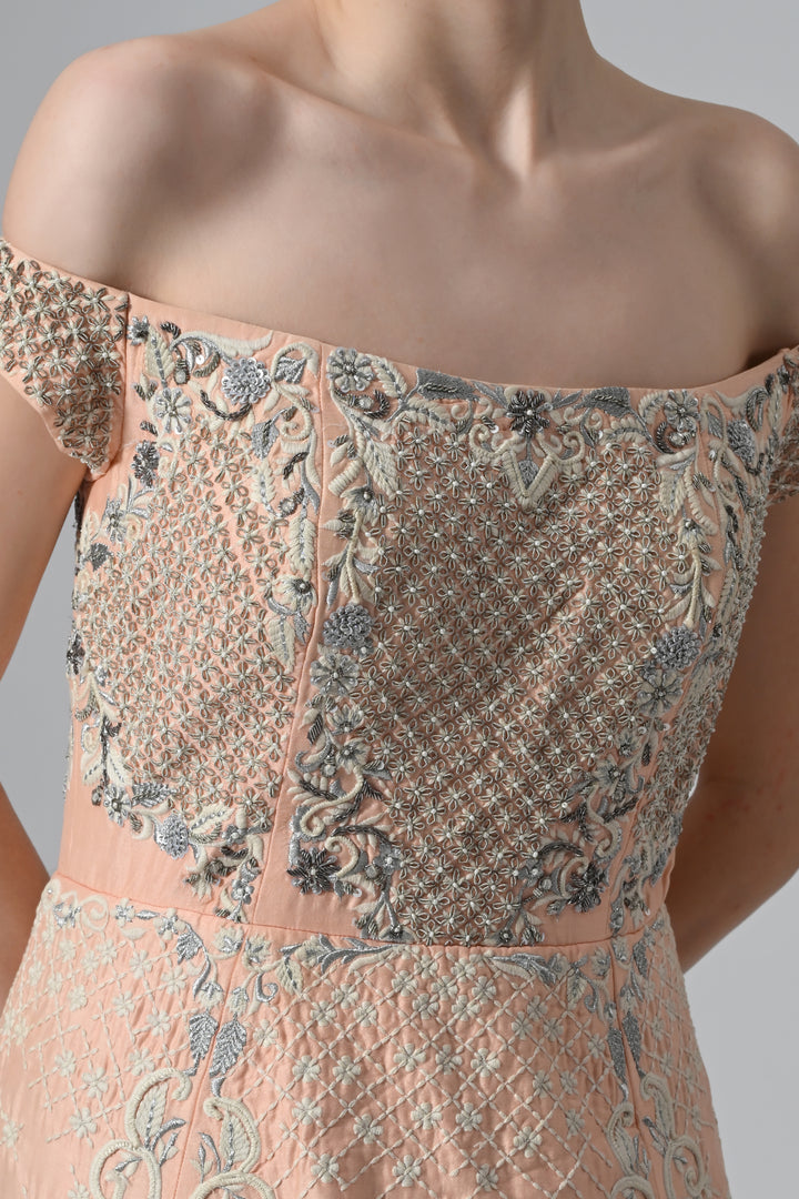 Off-Shoulder Trail Gown