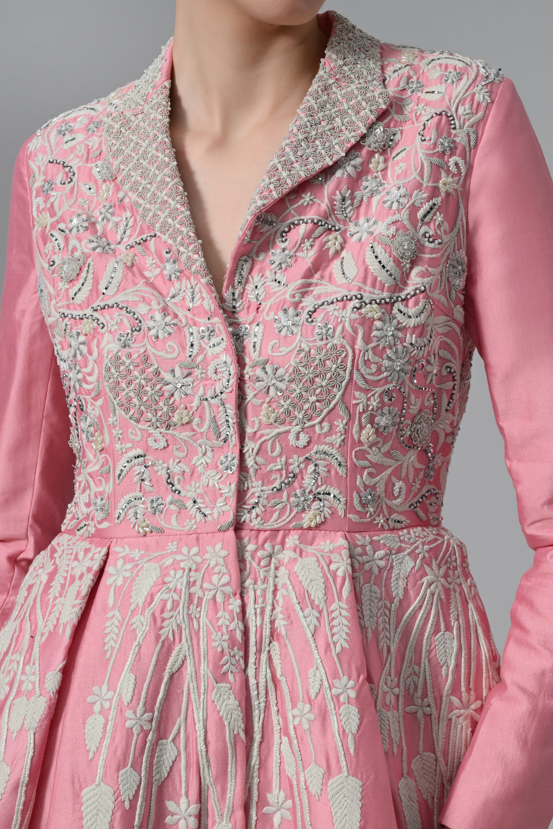 Pleated Jacket Gown