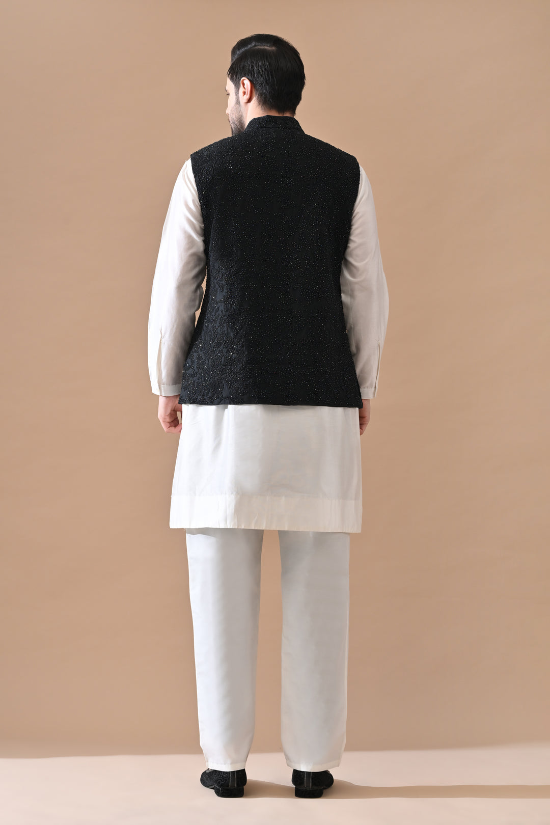 Black Classic Embroidered Waistcoat