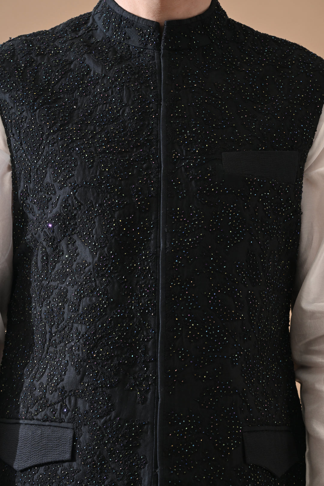 Black Classic Embroidered Waistcoat