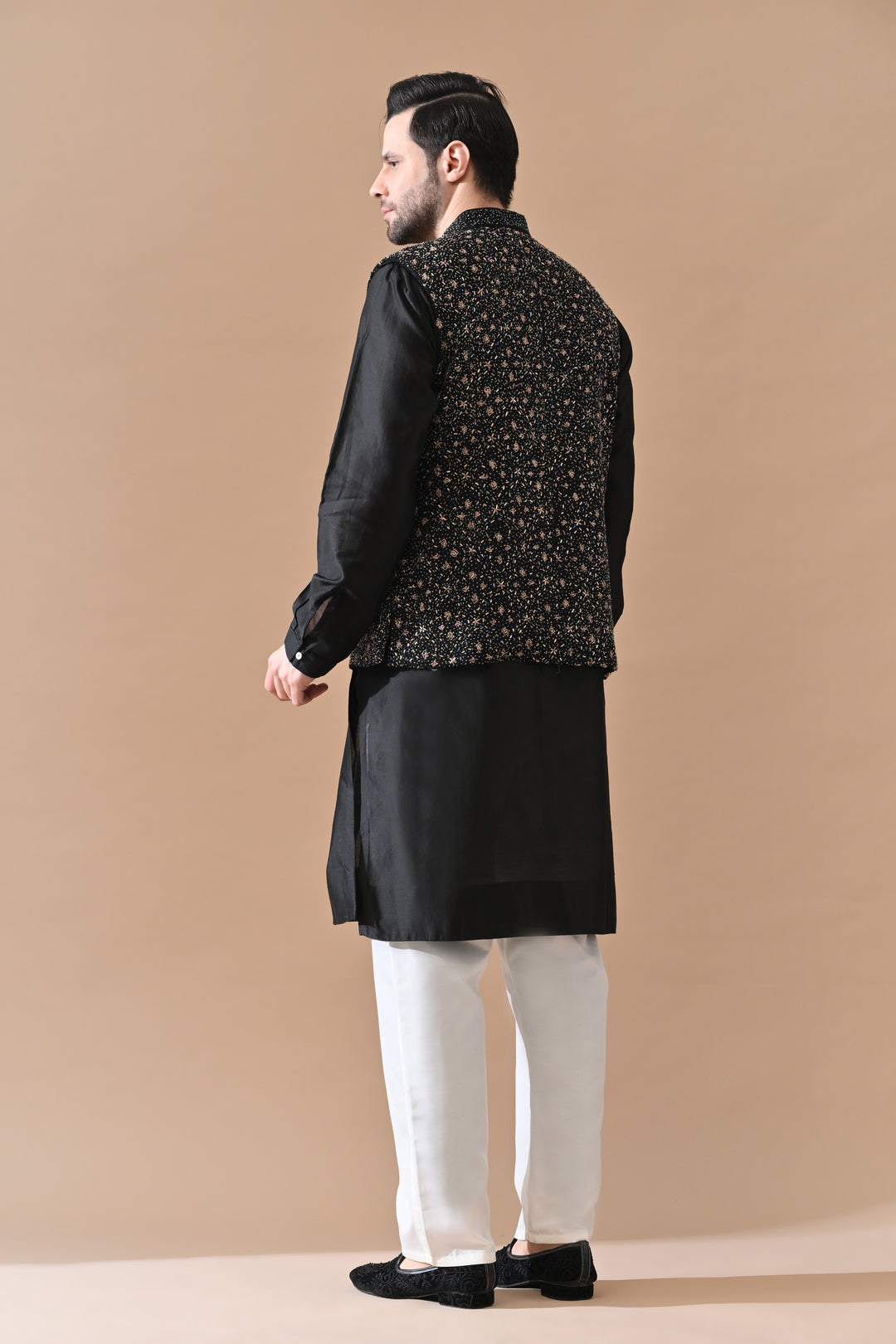 Black Zardozi Work Waistcoat