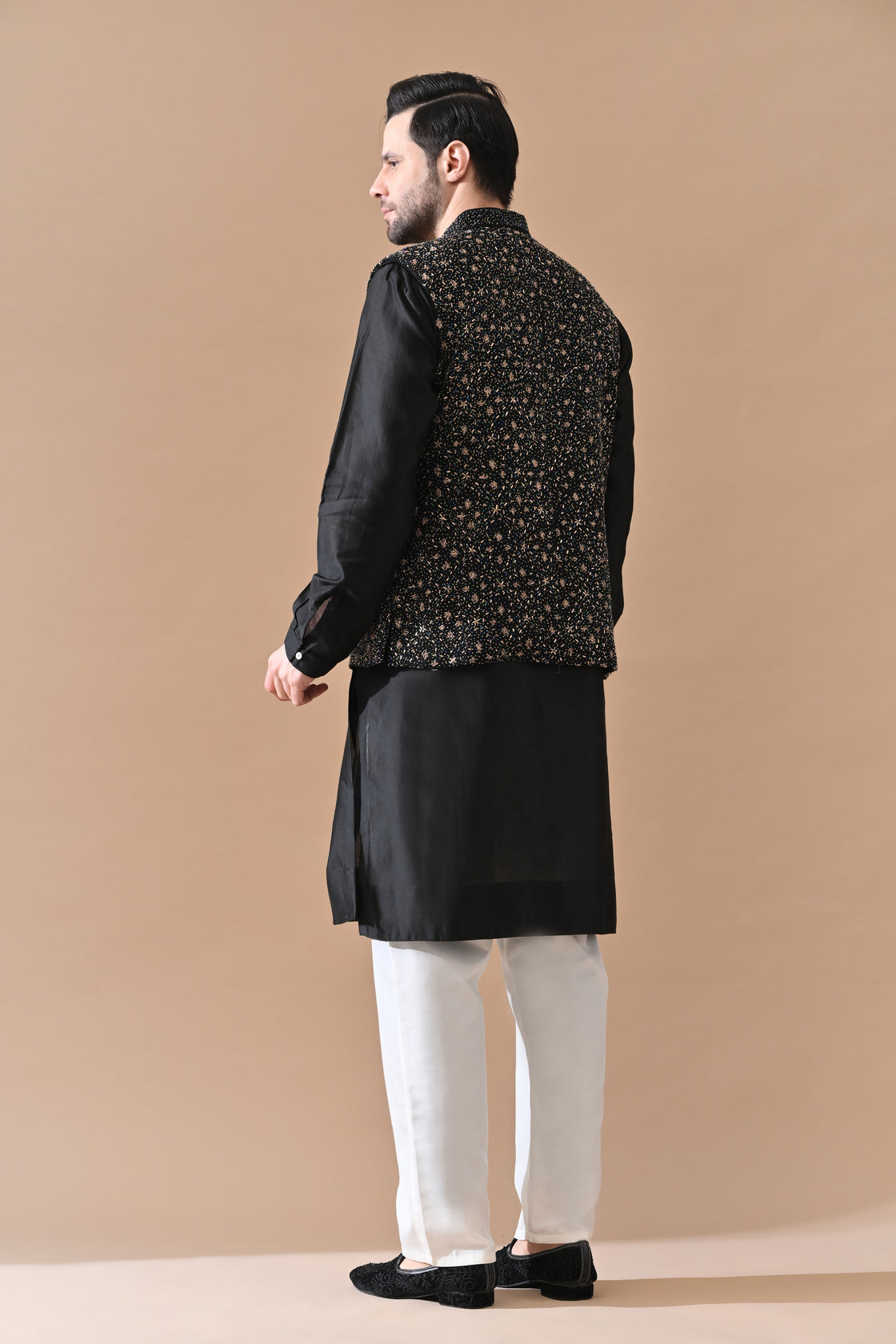 Black Zardozi Work Waistcoat