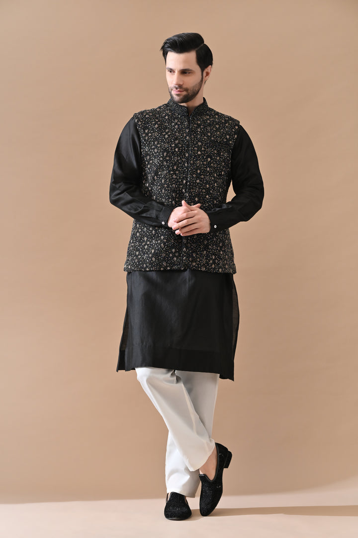 Black Zardozi Work Waistcoat