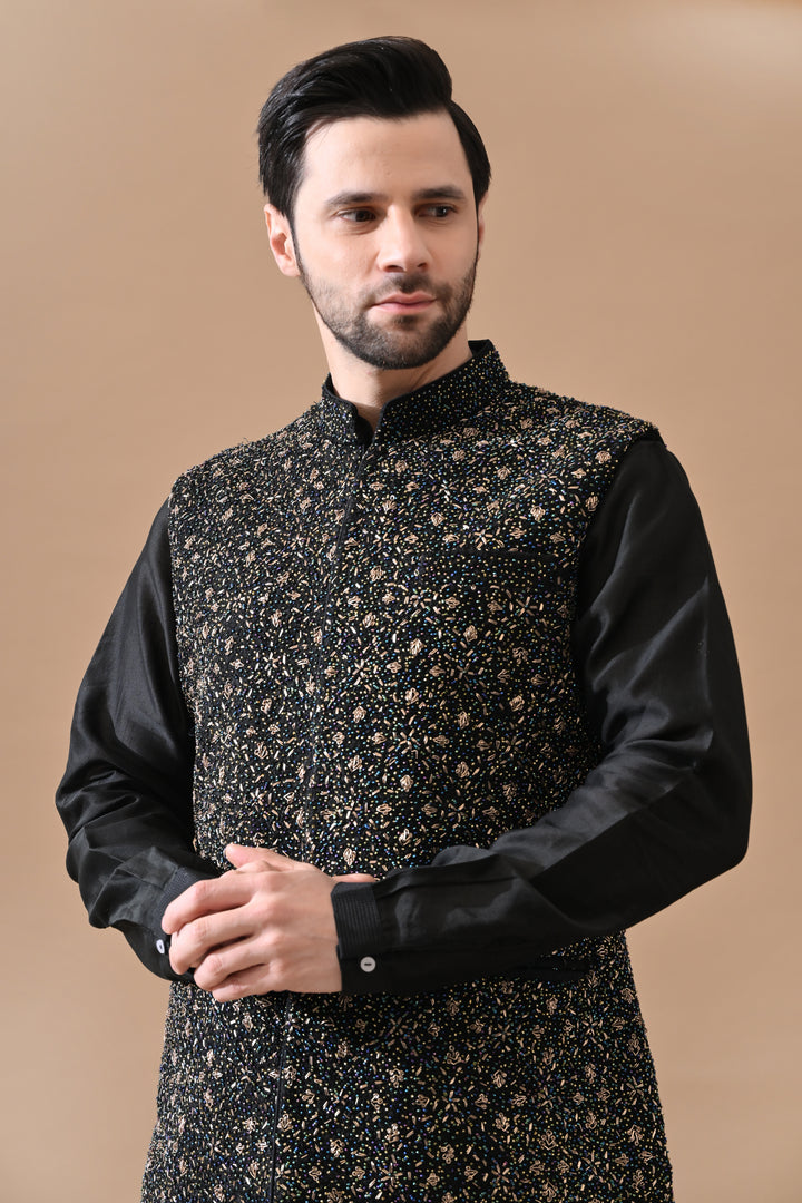 Black Zardozi Work Waistcoat