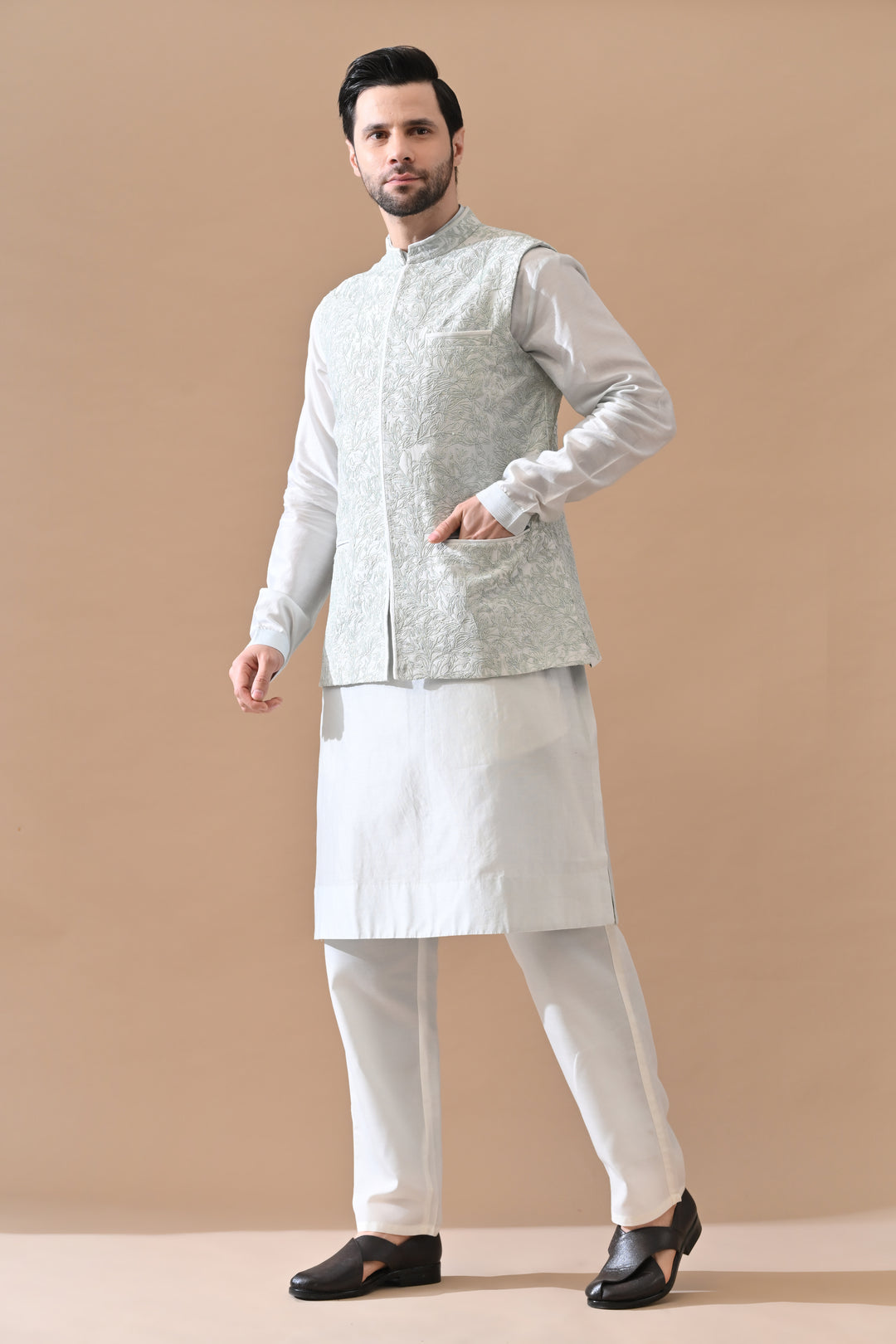 Mint Waistcoat With Tonal Finish