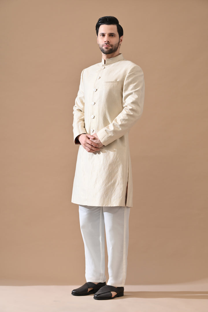 Beige Classic Bandhgala Sherwani