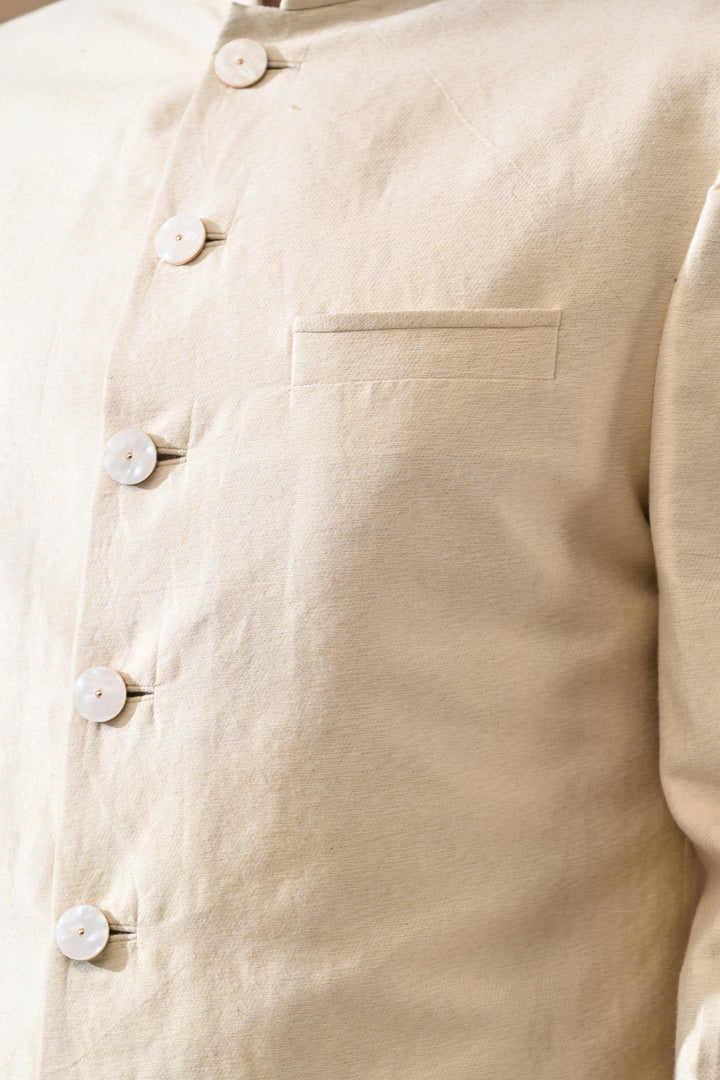 Beige Classic Bandhgala Sherwani