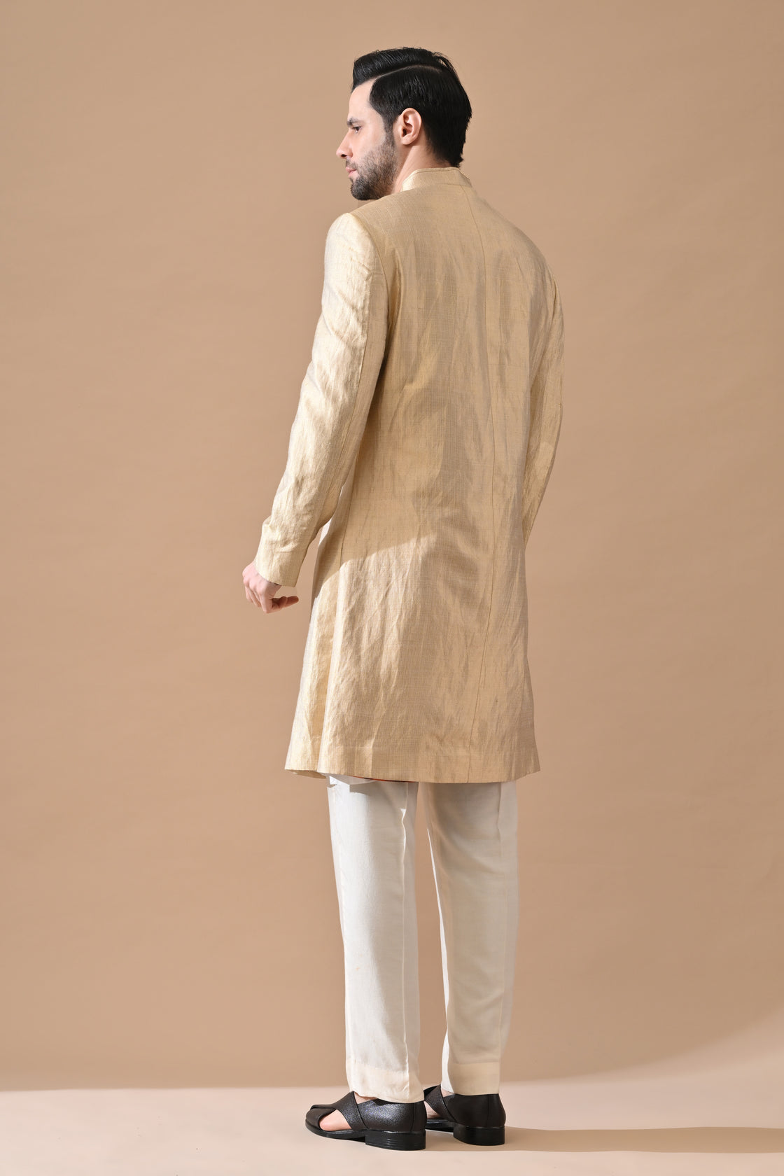 Light Gold Classic Bandhgala Sherwani