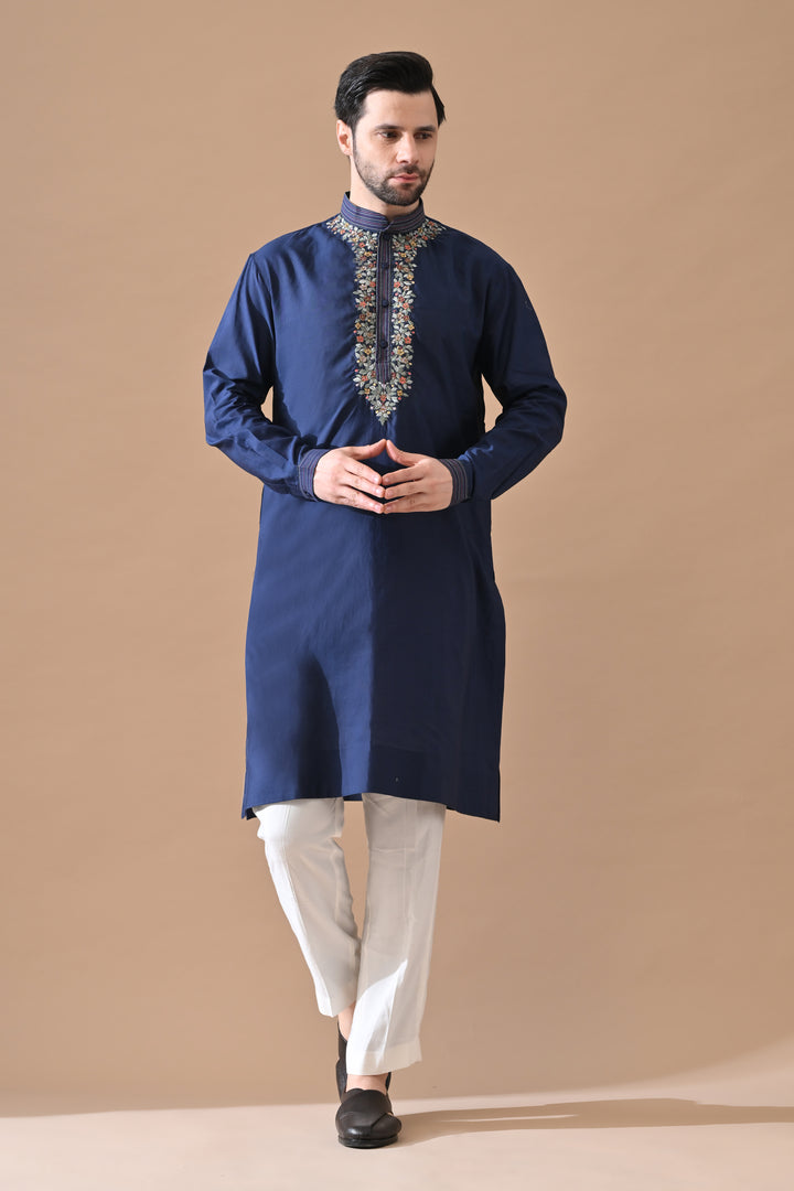 Indigo Pushpa Embroidered Kurta Set