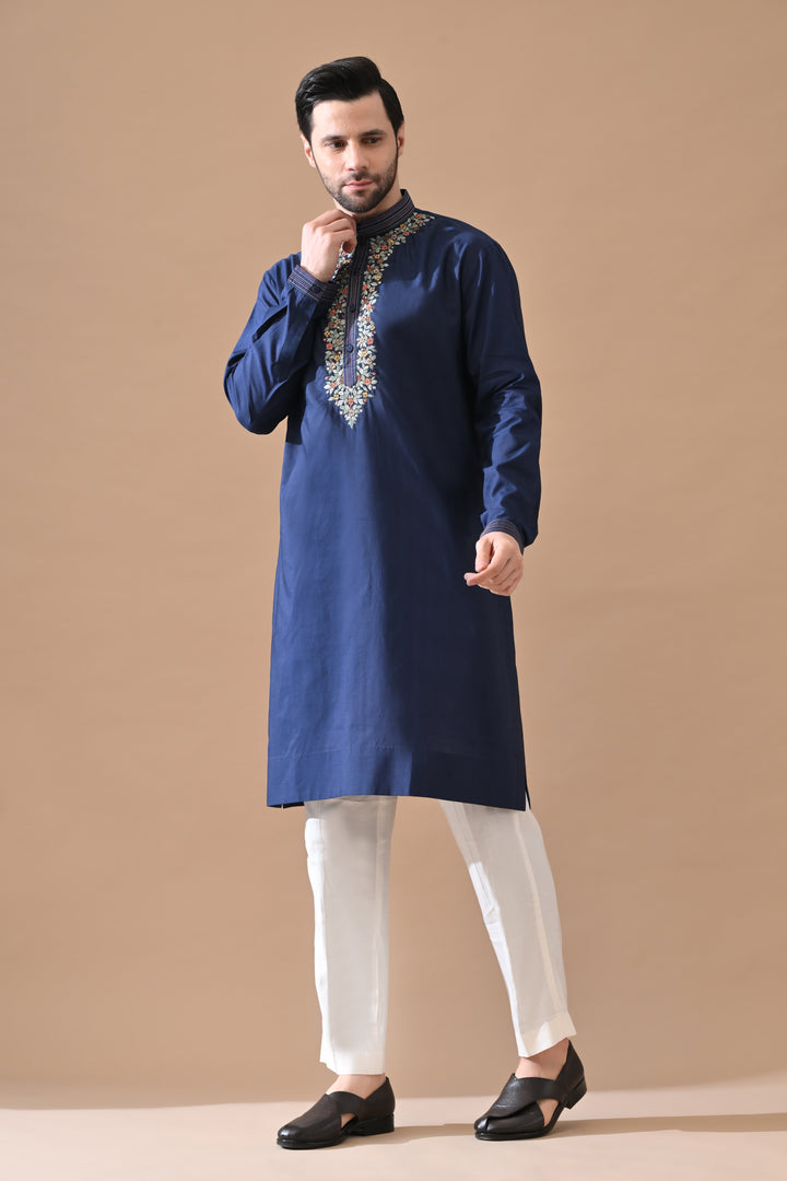 Indigo Pushpa Embroidered Kurta Set